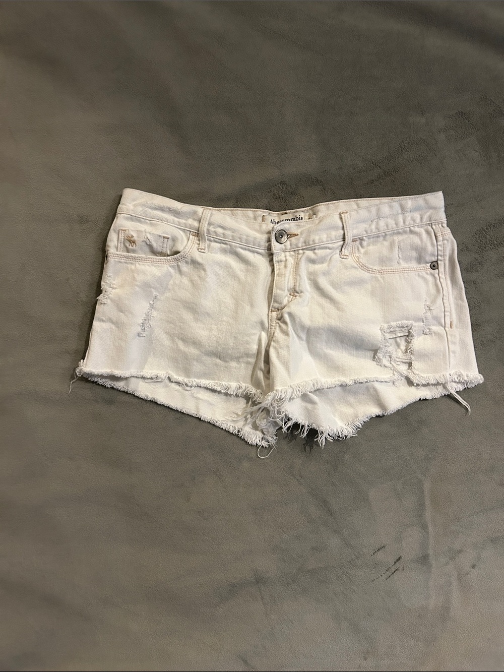 Abercrombie & Fitch White Distressed Cutoff Jean Shorts